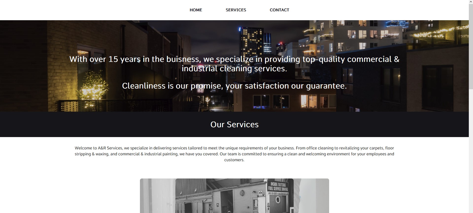 A&R Services Landing Page